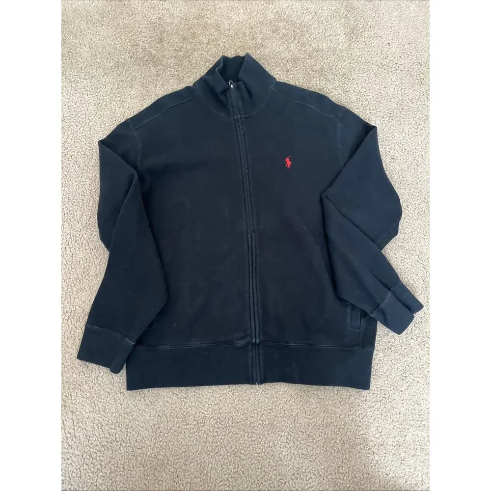 Polo ralph lauren zip up sweatshirt mock collar black size large